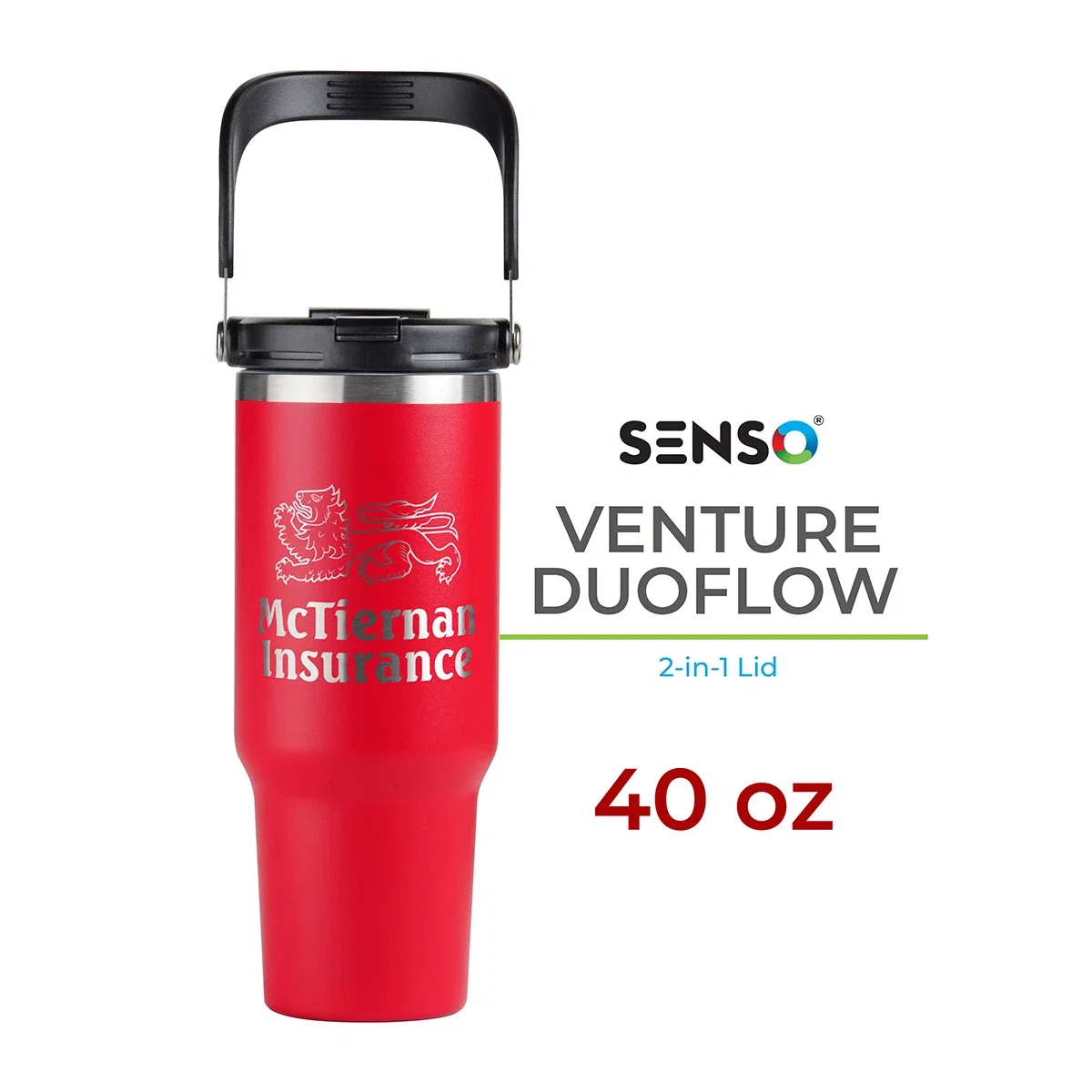 SENSO Venture DuoFlow Travel Tumbler shown in side profile, one size option