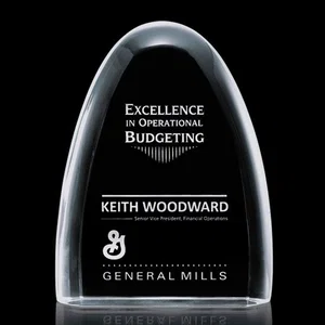 Thick Optical Crystal Award with a Rounded Horizon Silhouette