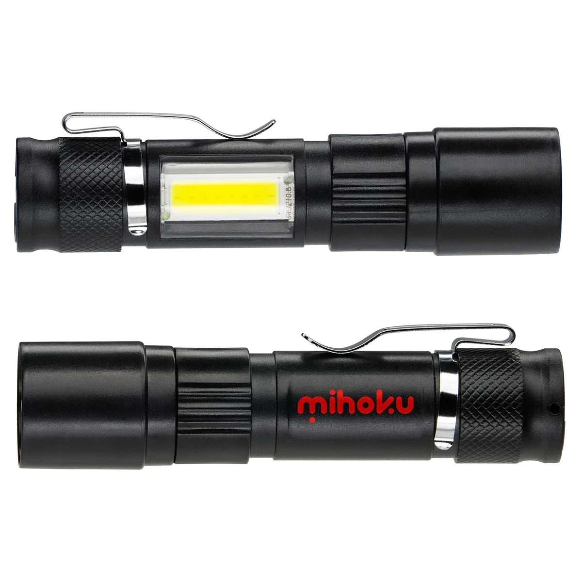Close-up of the Sentinel flashlight's LED lens and COB light panel