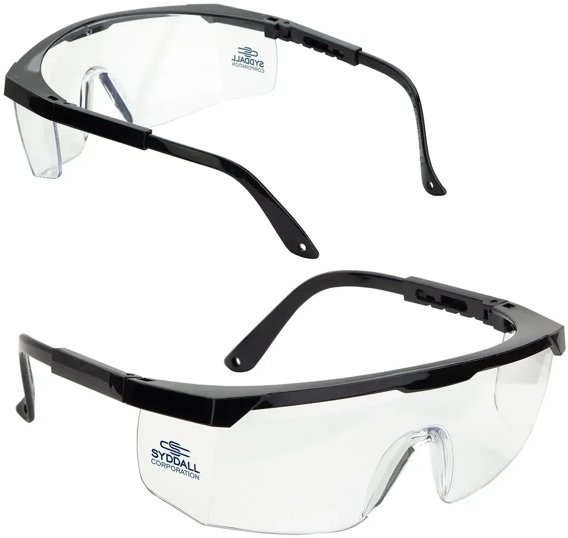 Custom Sentry side-shield safety glasses with branded logo, front view