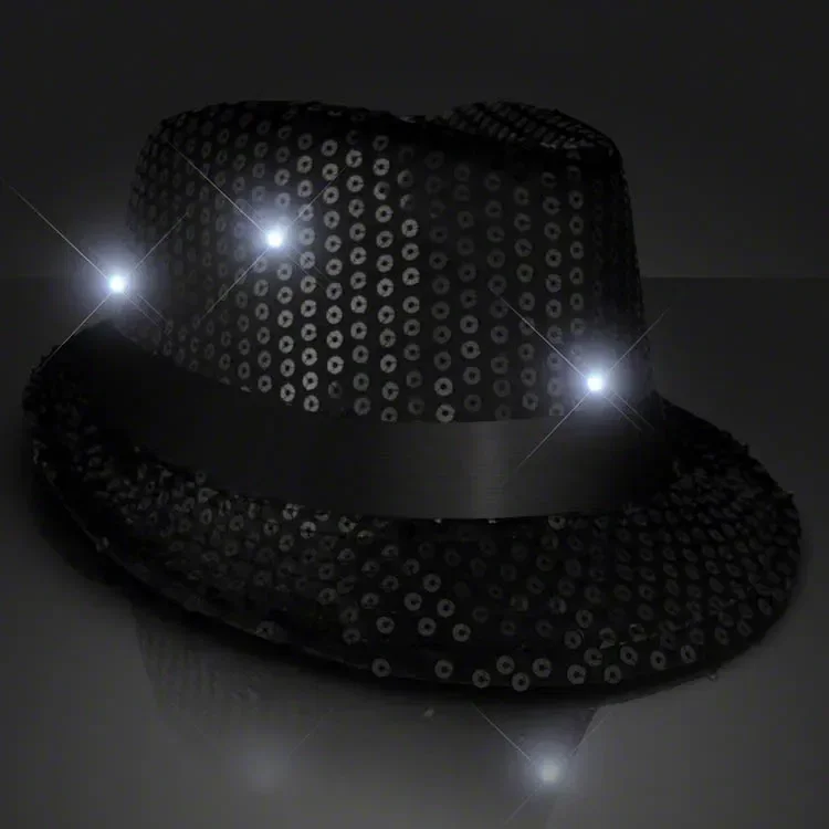Sequin Black Flashing Fedoras with Black Bands — view 2