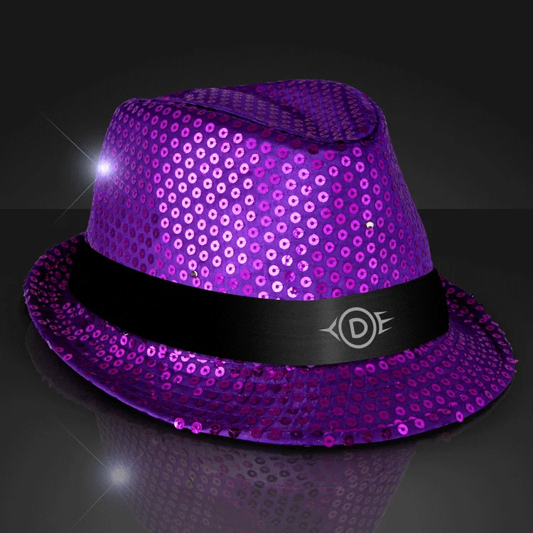 Sequin LED Fedora Hats with Black Bands — view 8