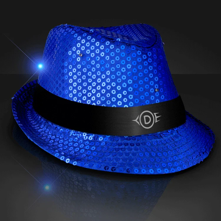 Sequin LED Fedora Hats with Black Bands — view 3