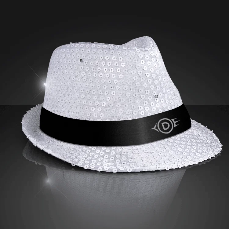 Sequin LED Fedora Hats with Black Bands — view 5