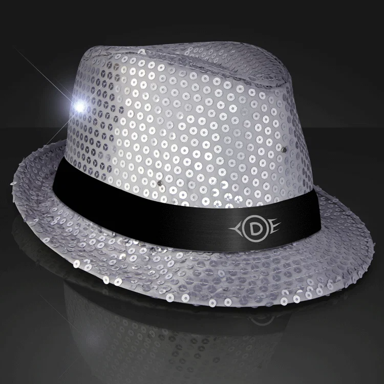 Sequin LED Fedora Hats with Black Bands — view 6