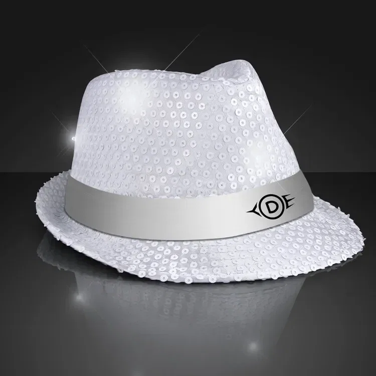 Sequin White Flashing Fedoras with White Bands — view 4