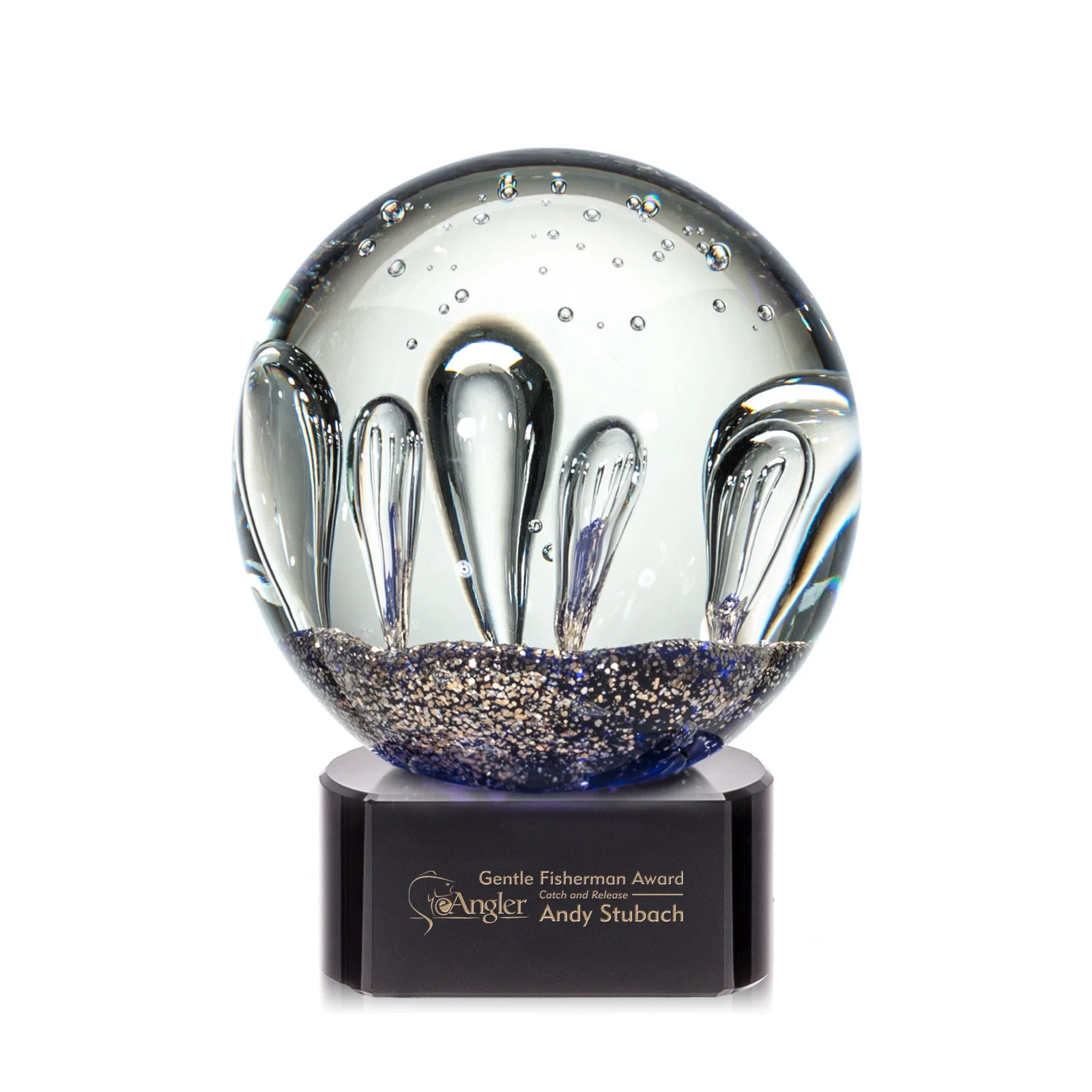 Custom Hand-Blown Art Glass Sphere Award for volunteer appreciation