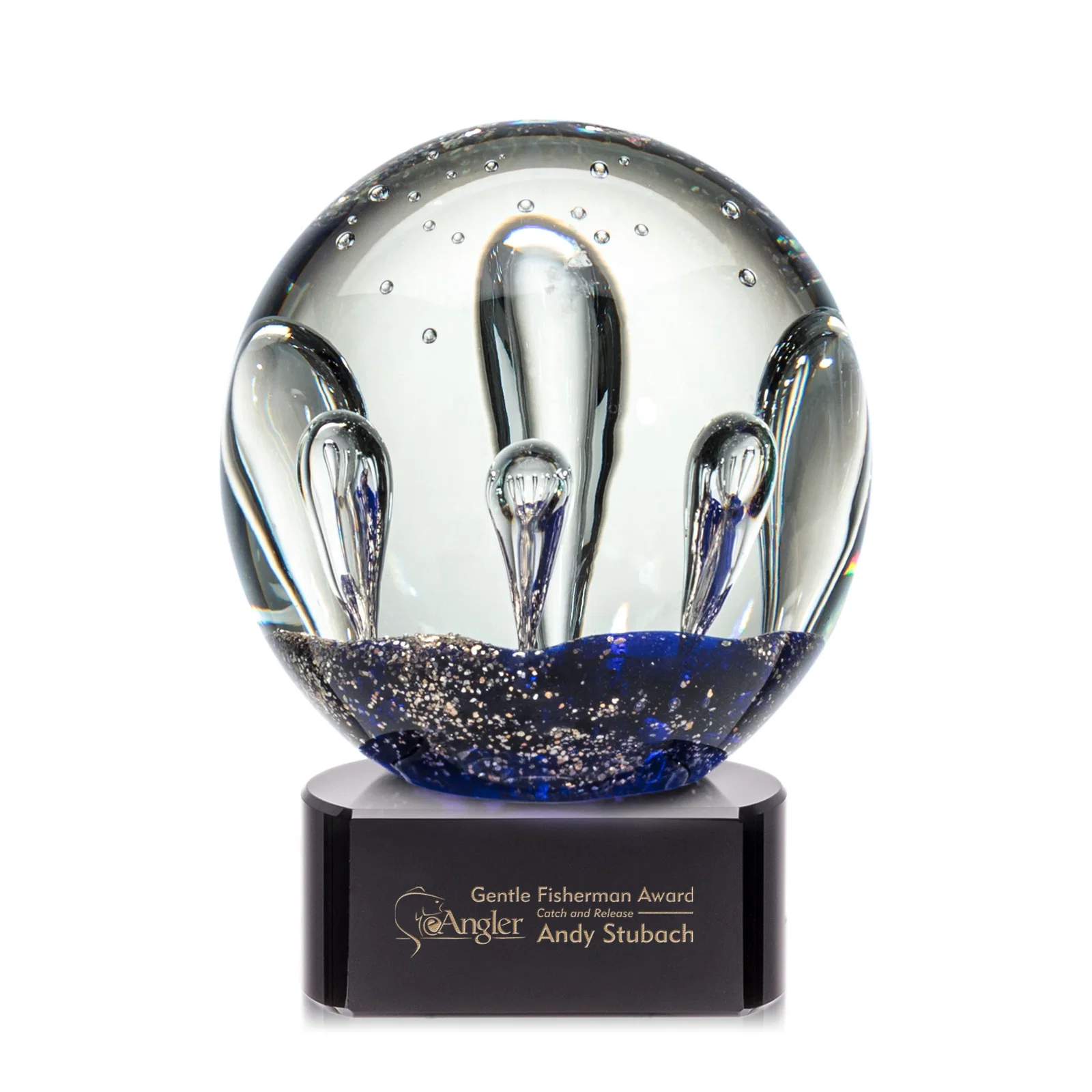 Custom Hand-Blown Art Glass Sphere Award for company anniversary events