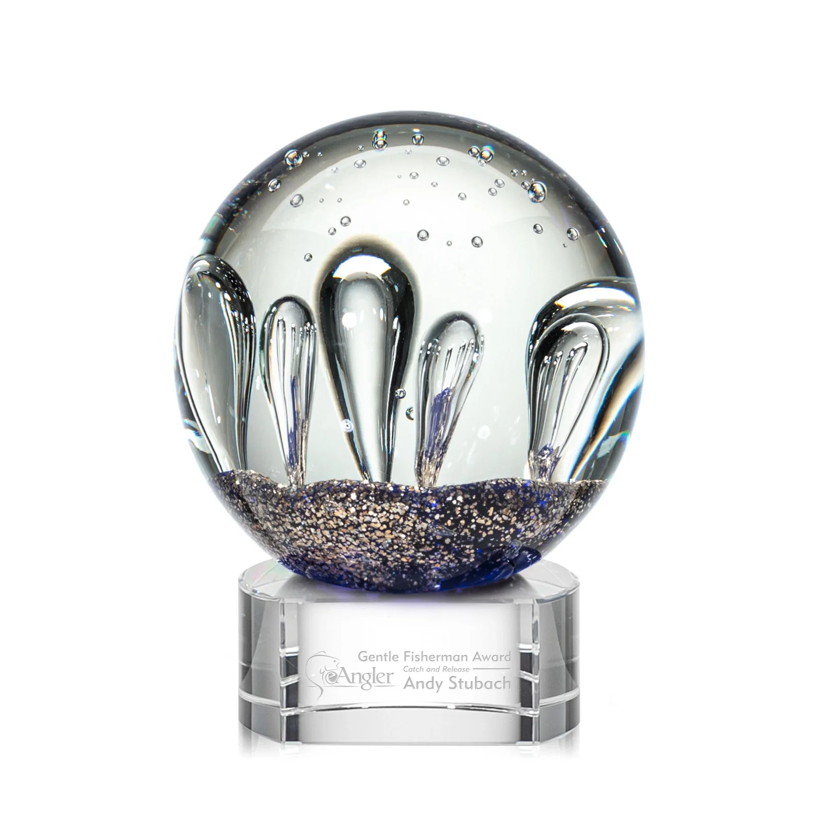 Custom Hand-Blown Art Glass Sphere Award for corporate award ceremonies
