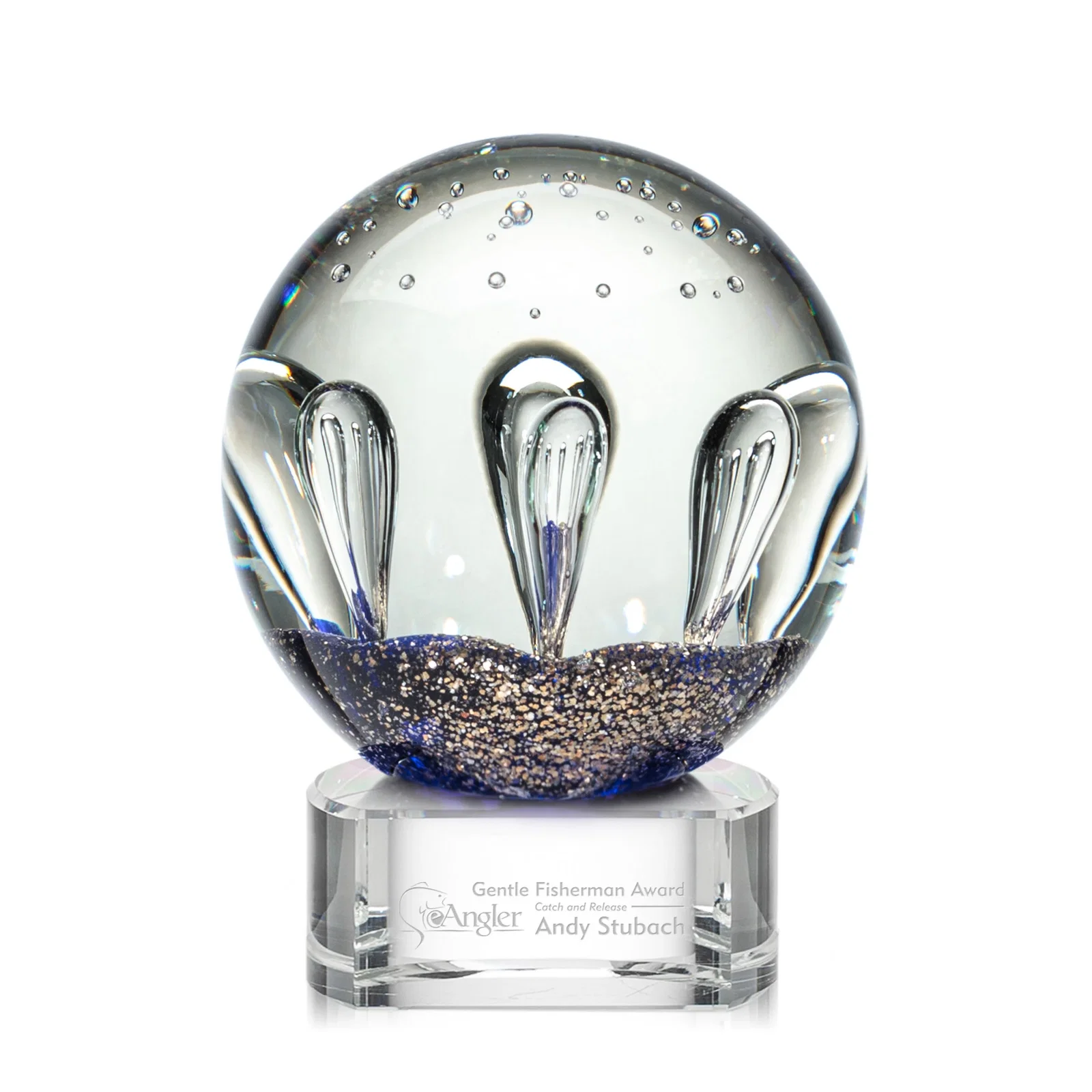 Custom Hand-Blown Art Glass Sphere Award for service anniversary gifts