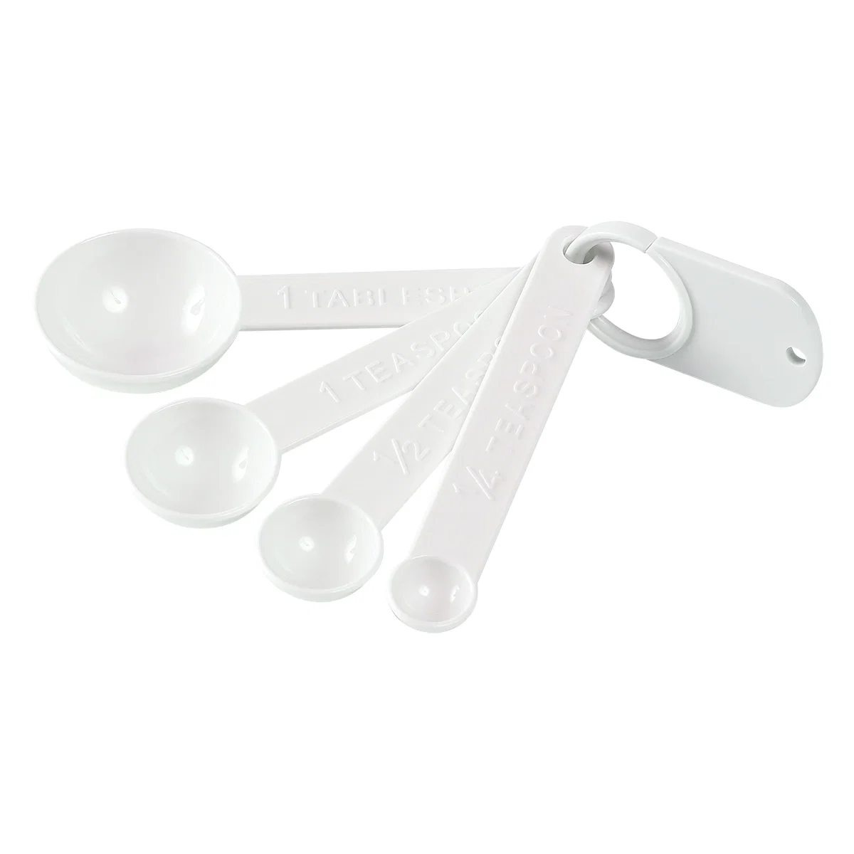Spoon set resting on a kitchen counter