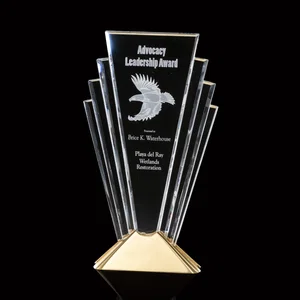 Seven-Spear Crystal Award on Cast Metal Base