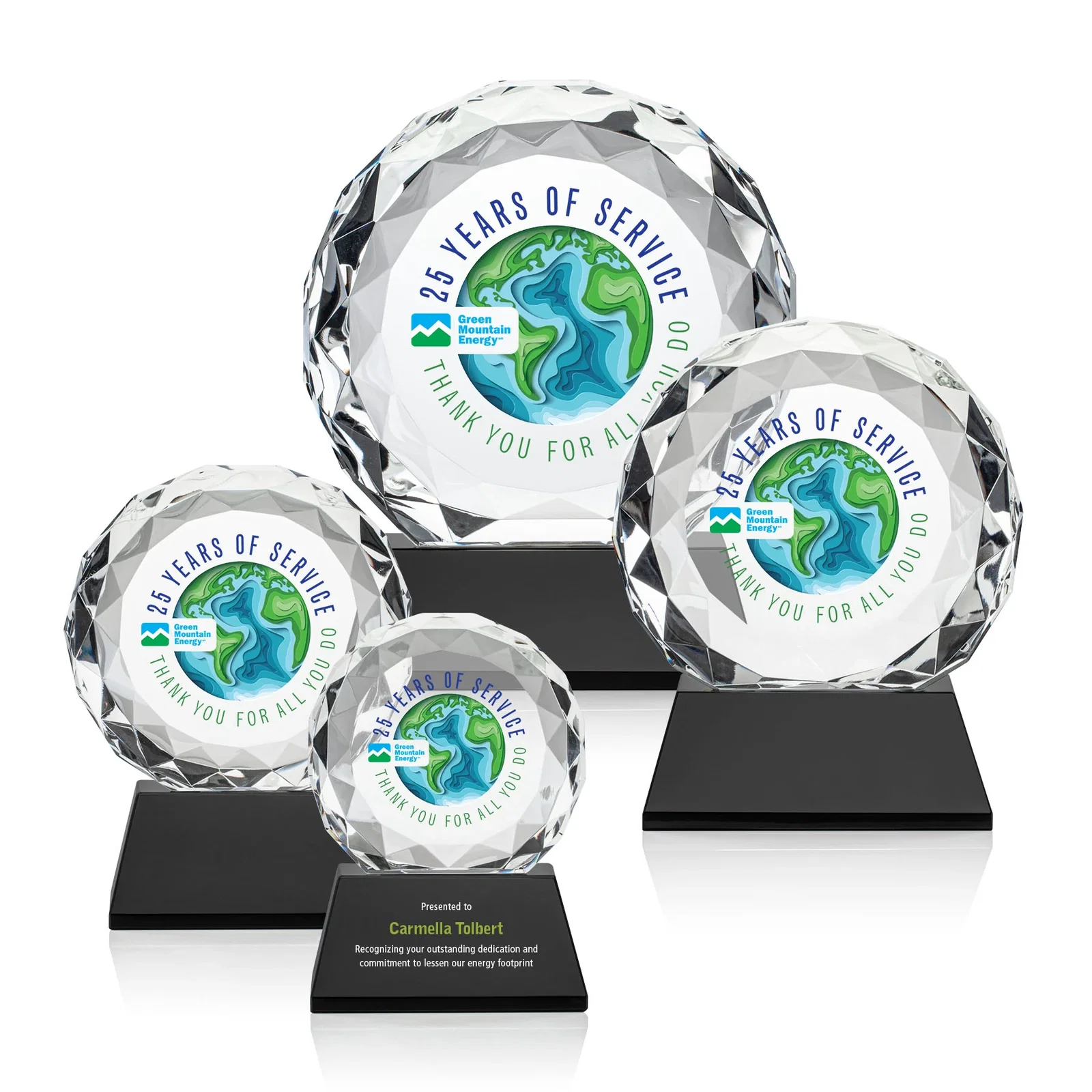Promotional Optical Crystal Diamond Award, Gem-Cut Facets on a Tall Base for company anniversary events