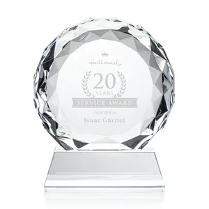 Optical Crystal Diamond Award, Gem-Cut Facets on a Tall Base