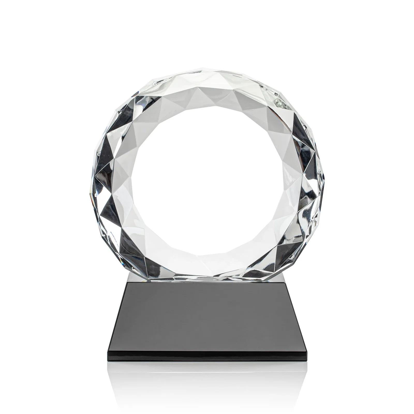 Customized Optical Crystal Diamond Award, Gem-Cut Facets on a Tall Base for employee recognition