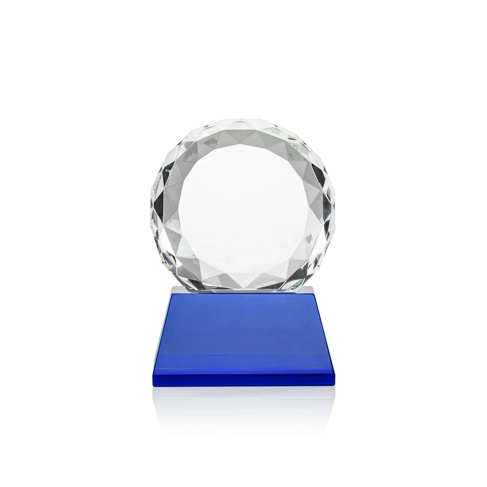Customized Optical Crystal Diamond Award, Gem-Cut Facets on a Tall Base for service anniversary gifts