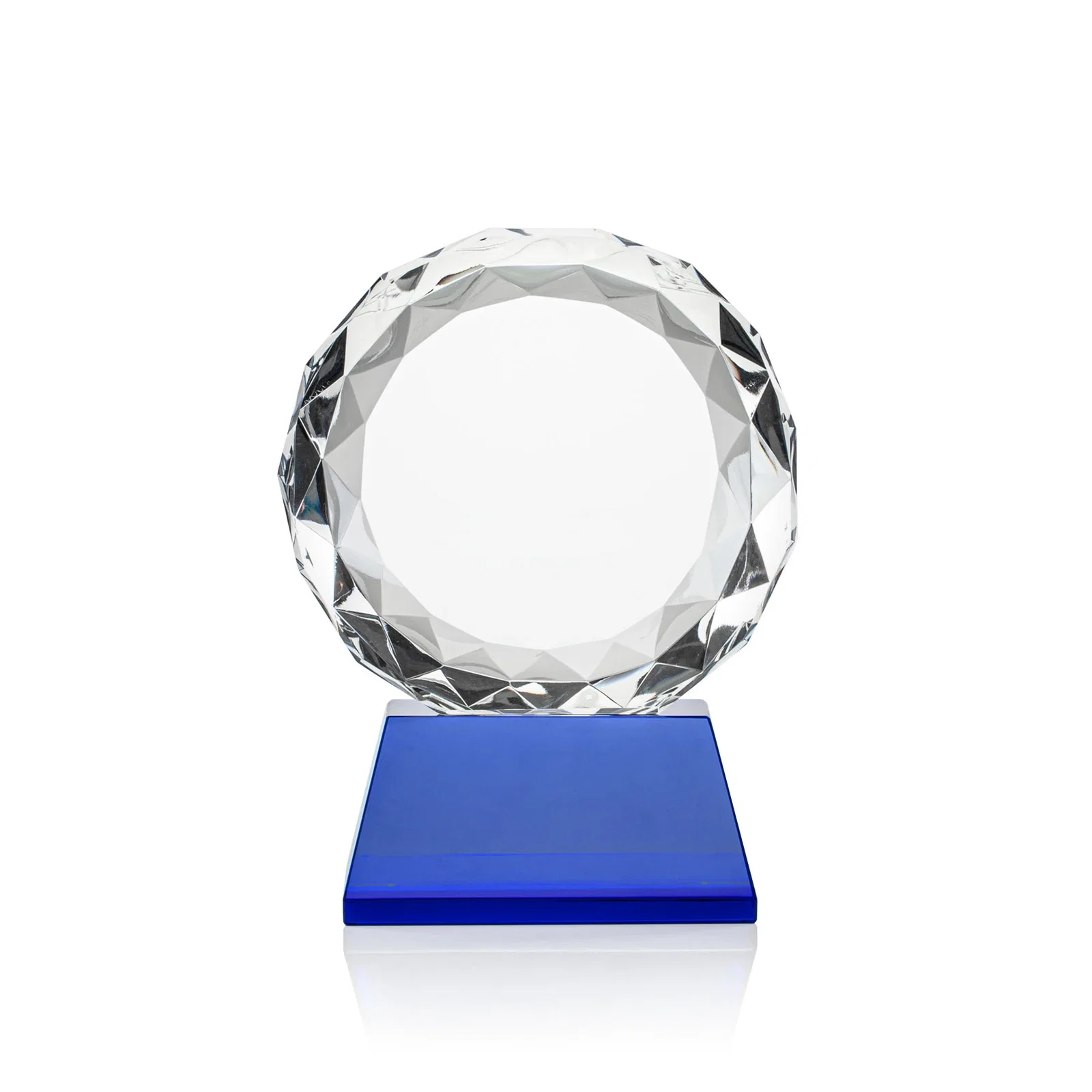 Customized Optical Crystal Diamond Award, Gem-Cut Facets on a Tall Base for sales achievement awards