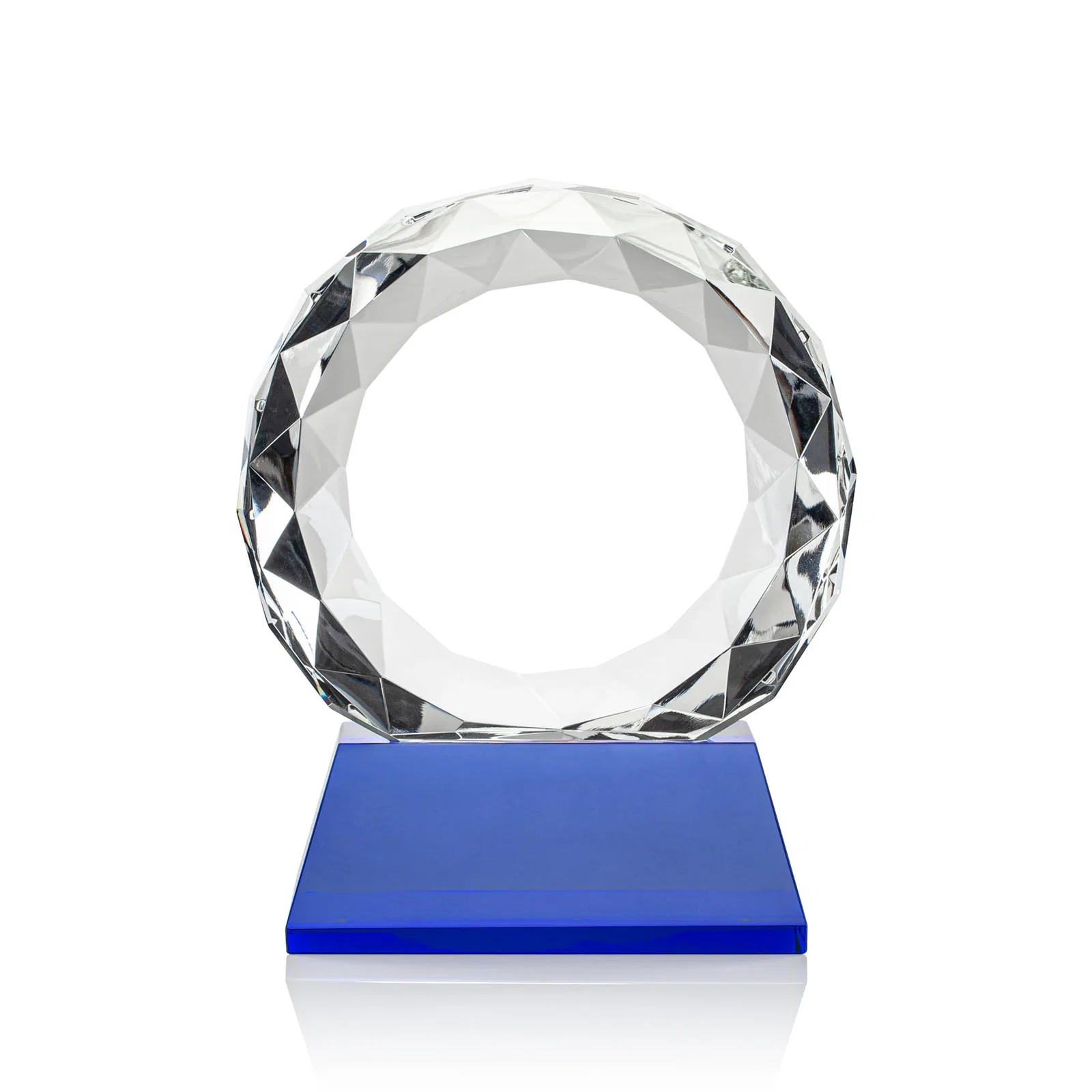 Customized Optical Crystal Diamond Award, Gem-Cut Facets on a Tall Base for retirement presentations