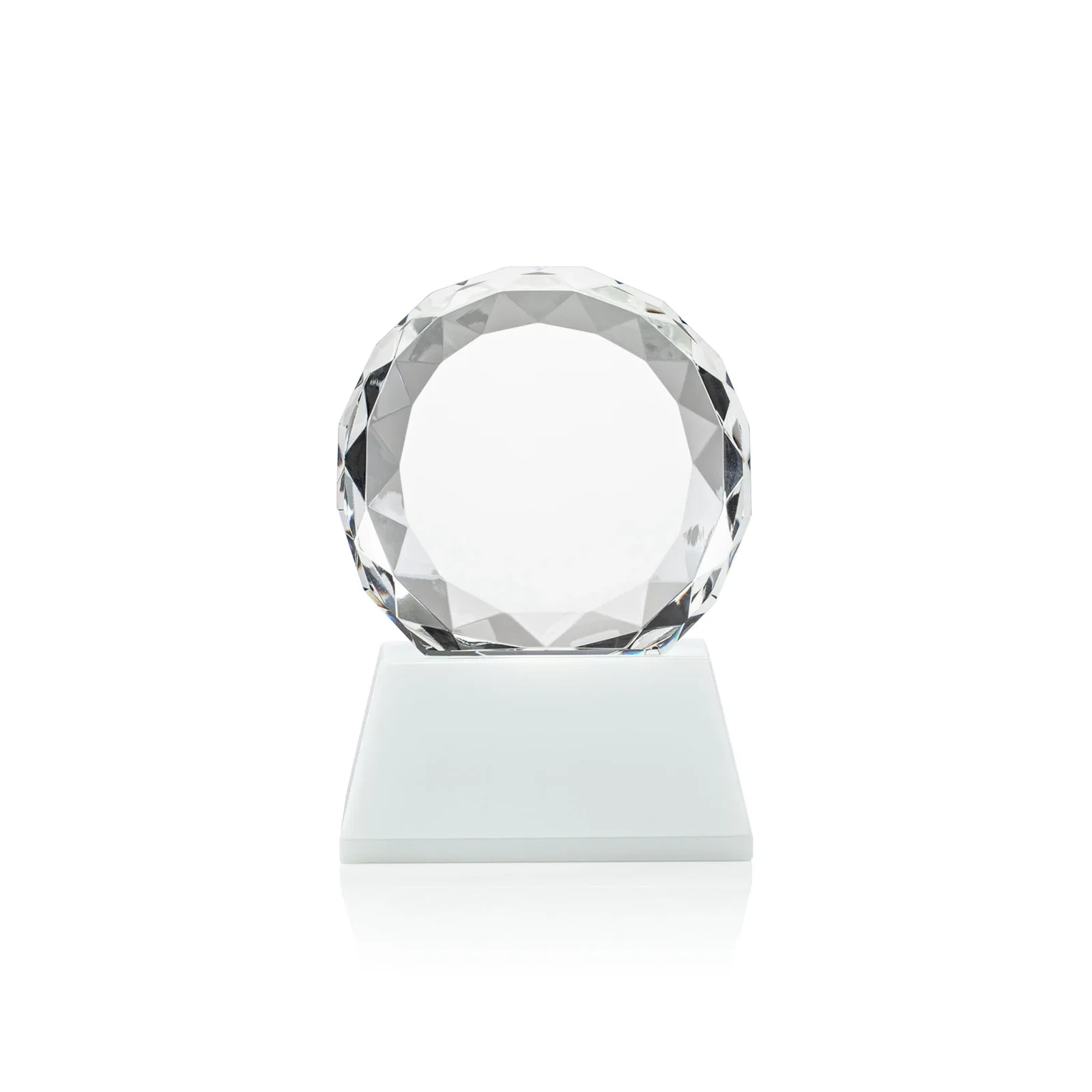 Customized Optical Crystal Diamond Award, Gem-Cut Facets on a Tall Base for donor appreciation