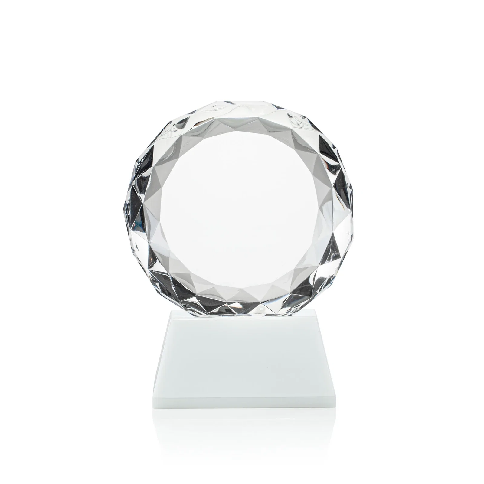 Customized Optical Crystal Diamond Award, Gem-Cut Facets on a Tall Base for graduation ceremonies