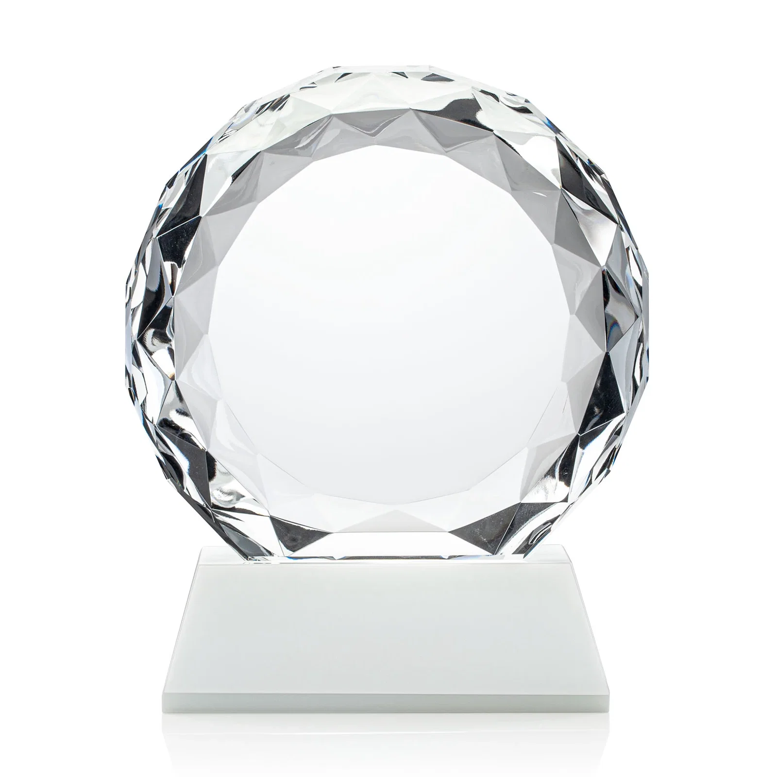 Customized Optical Crystal Diamond Award, Gem-Cut Facets on a Tall Base for volunteer appreciation