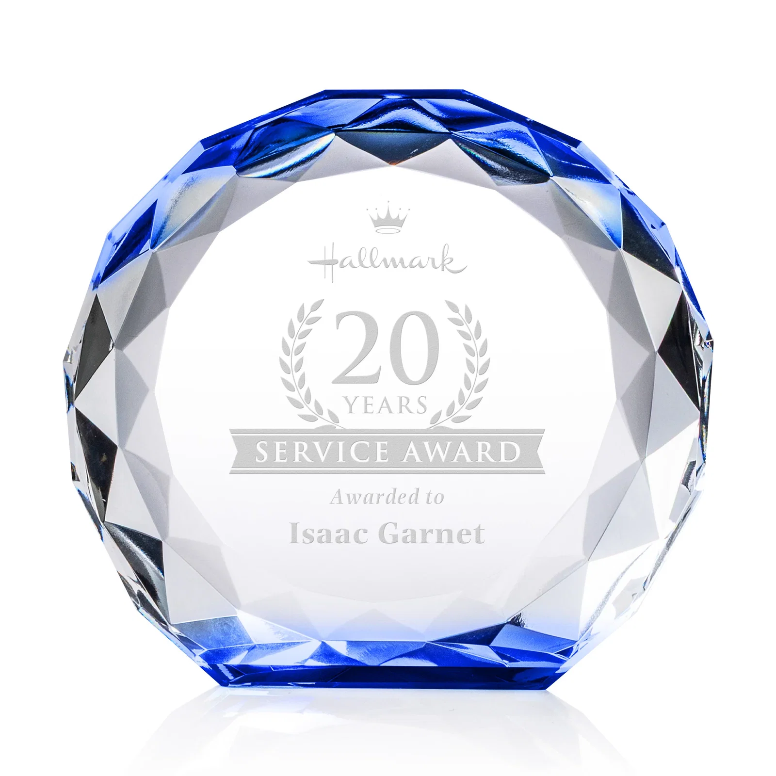 Personalized Gem-Cut Optical Crystal Diamond Award for service anniversary gifts