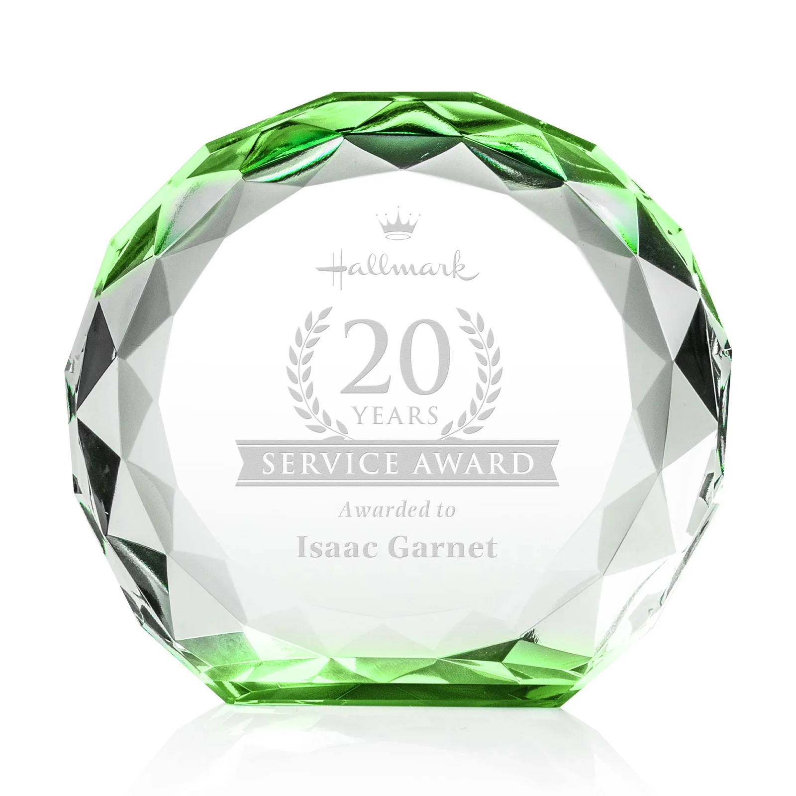 Personalized Gem-Cut Optical Crystal Diamond Award for safety achievement programs