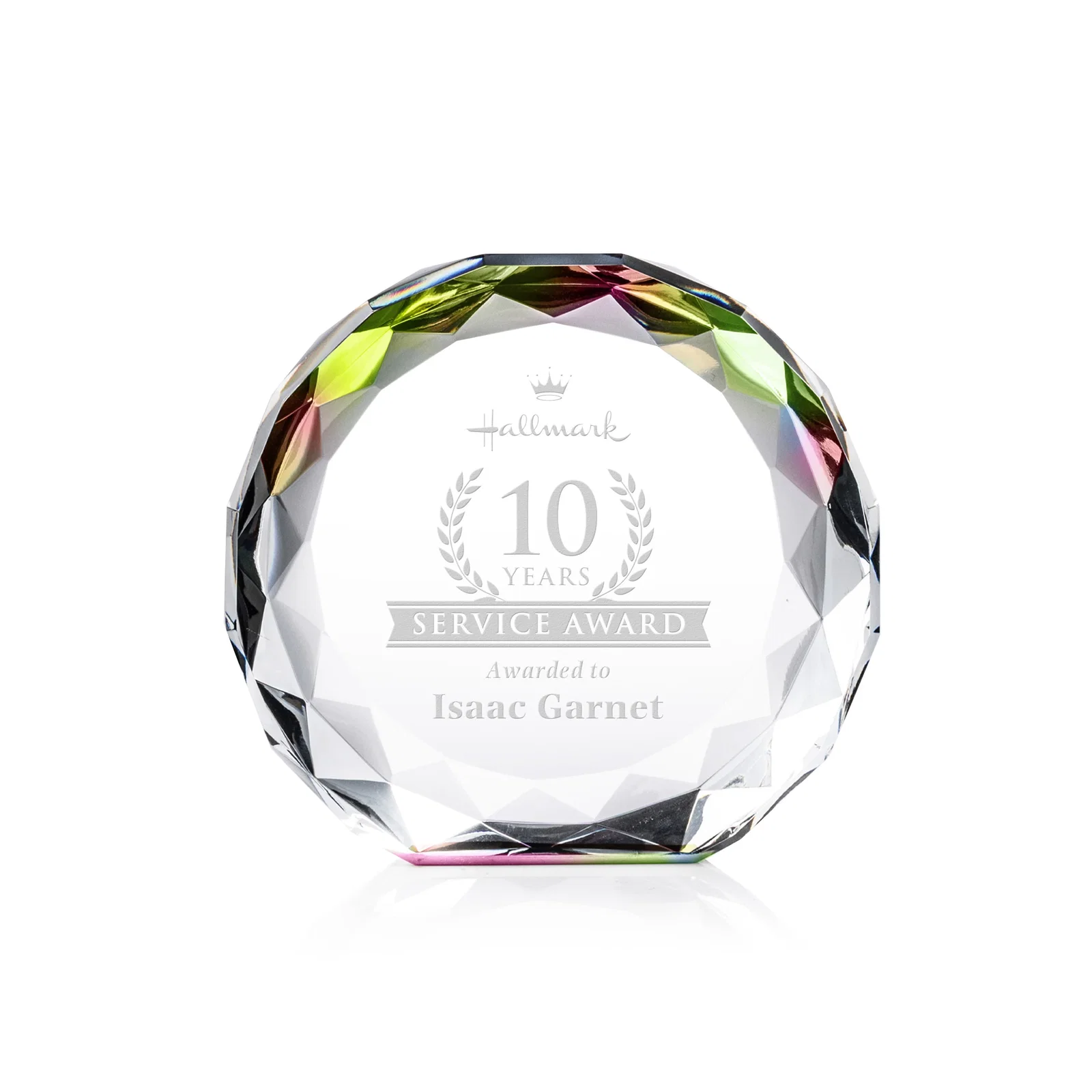 Personalized Gem-Cut Optical Crystal Diamond Award for company anniversary events