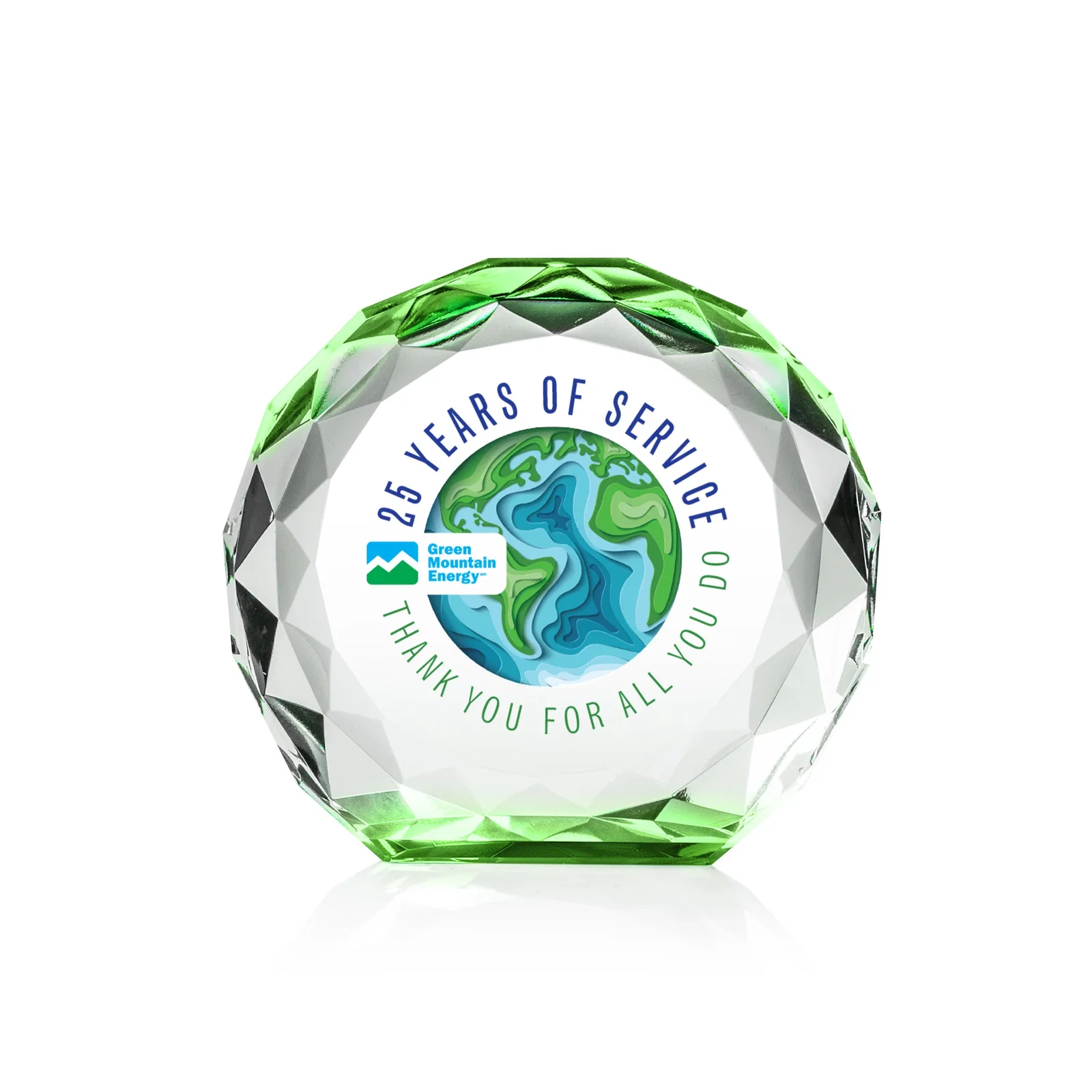 Promotional Gem-Cut Optical Crystal Diamond Award for volunteer appreciation