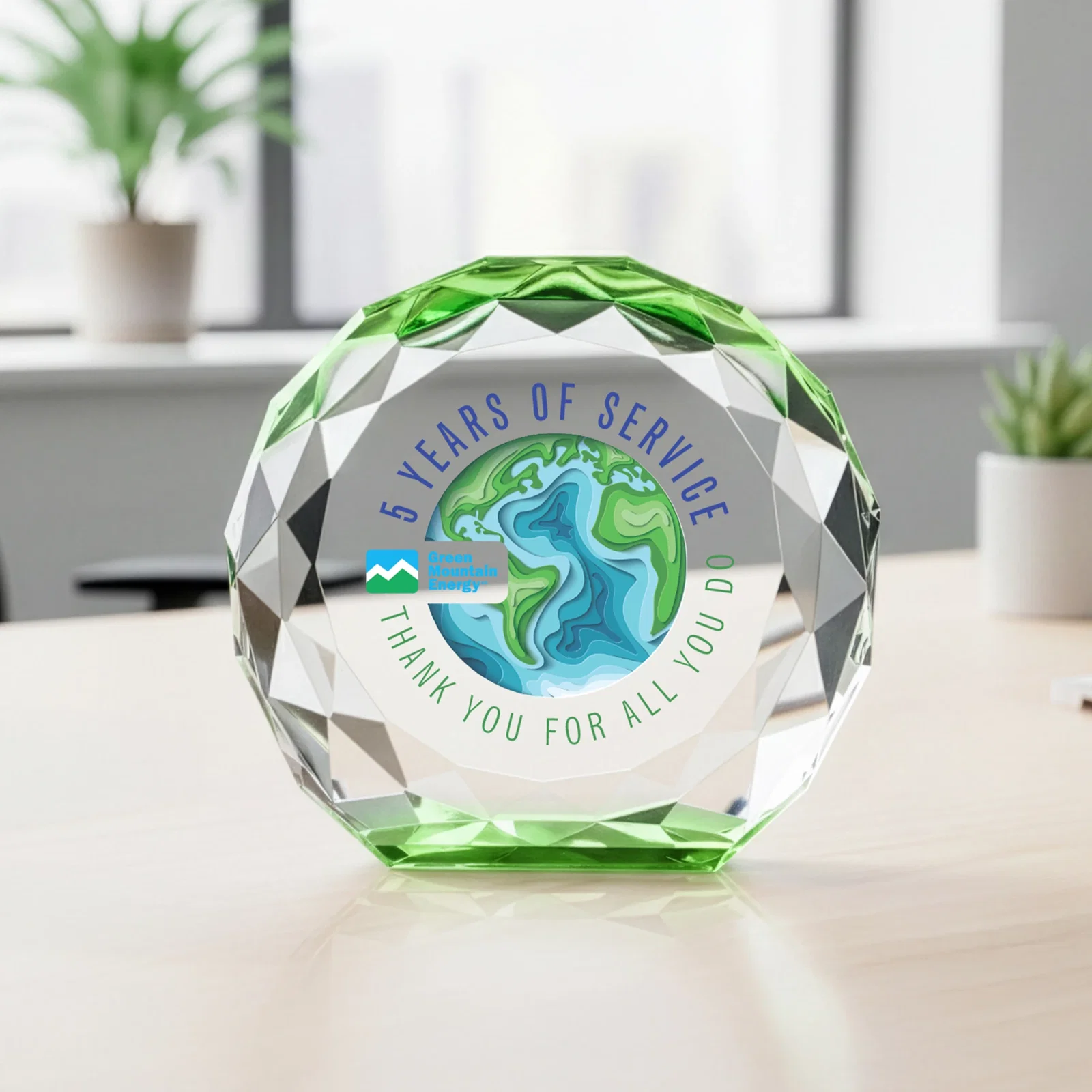 Branded Gem-Cut Optical Crystal Diamond Award for employee recognition