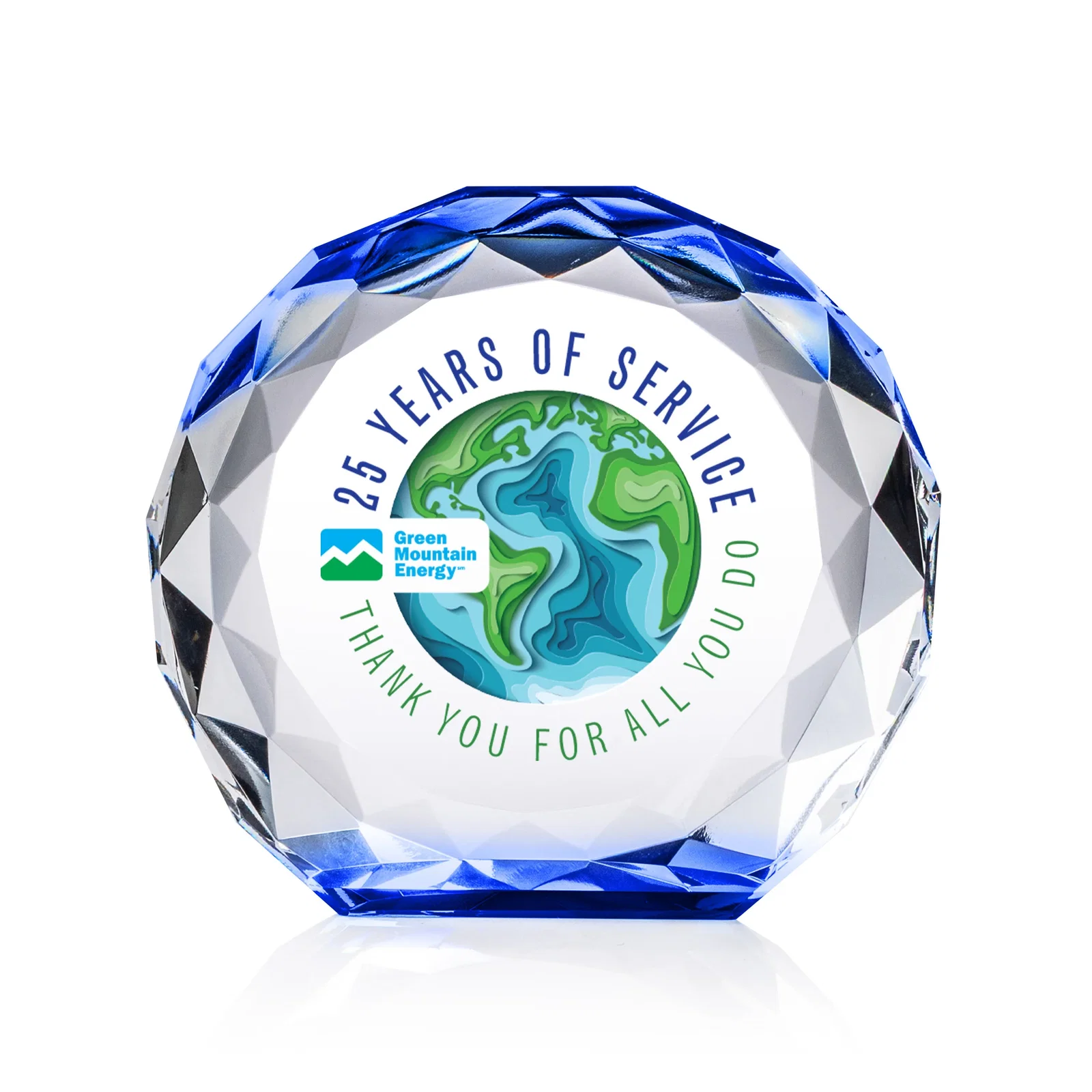 Branded Gem-Cut Optical Crystal Diamond Award for retirement presentations