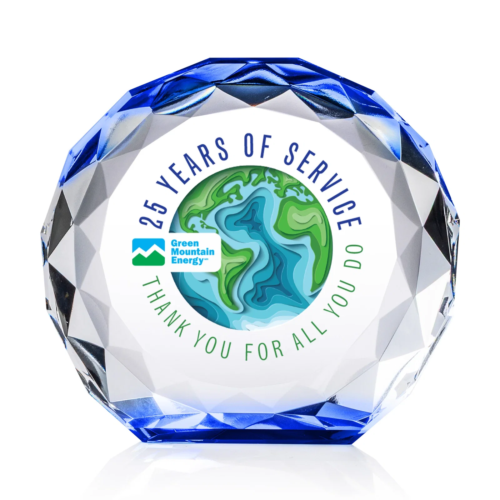 Branded Gem-Cut Optical Crystal Diamond Award for team milestone celebrations
