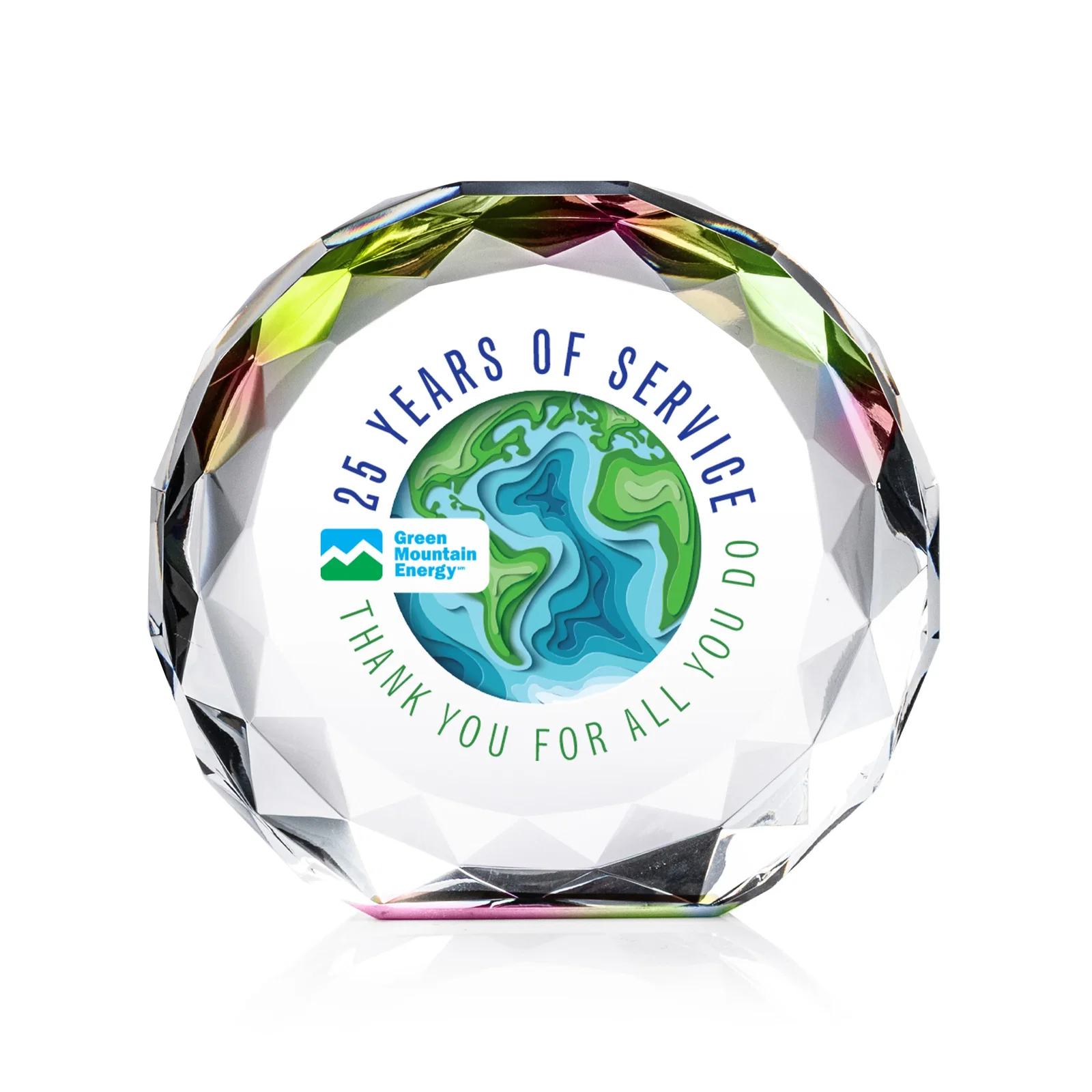 Branded Gem-Cut Optical Crystal Diamond Award for volunteer appreciation