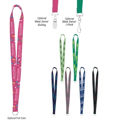 Polyester lanyard with a swivel bulldog clip attached