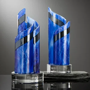 Fused Glass Spiral Award With Two or Three Curved Panels