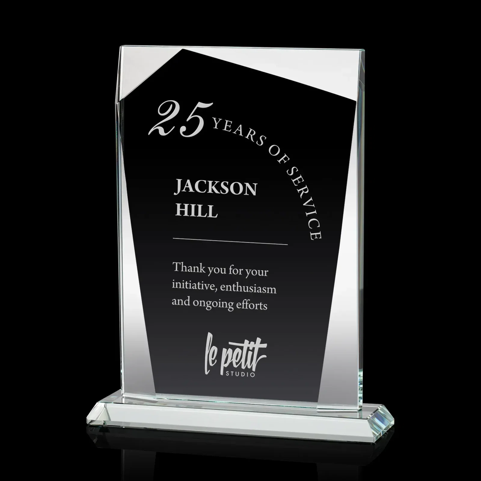 Custom Imprinted Crystal Shamrock Award — view 2