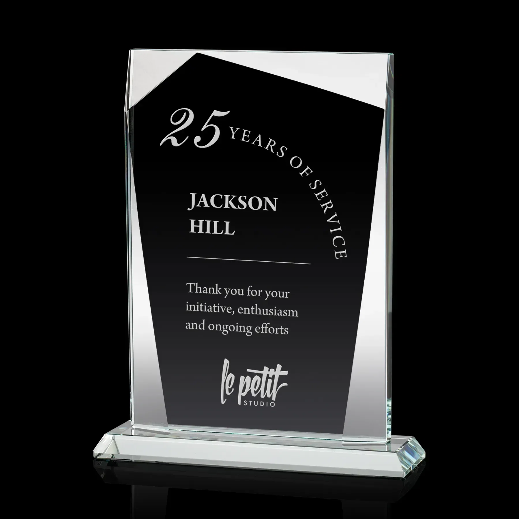 Custom Imprinted Crystal Shamrock Award — view 2