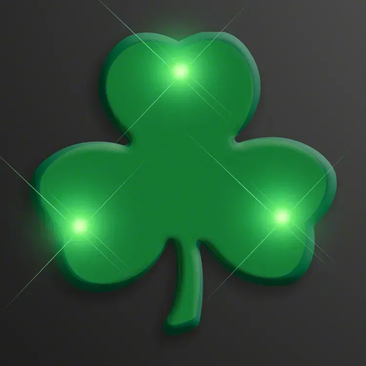 Shamrock Flashing Green LED Lapel Pin — view 3