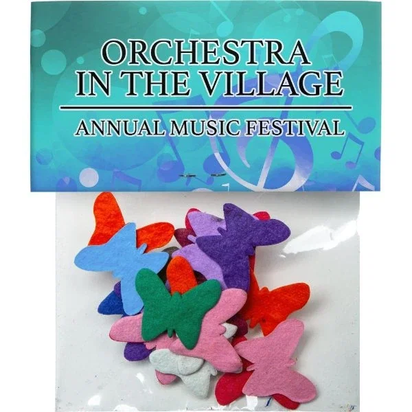 Shaped Seeded Paper Confetti packet with multicolor plantable shapes, front view