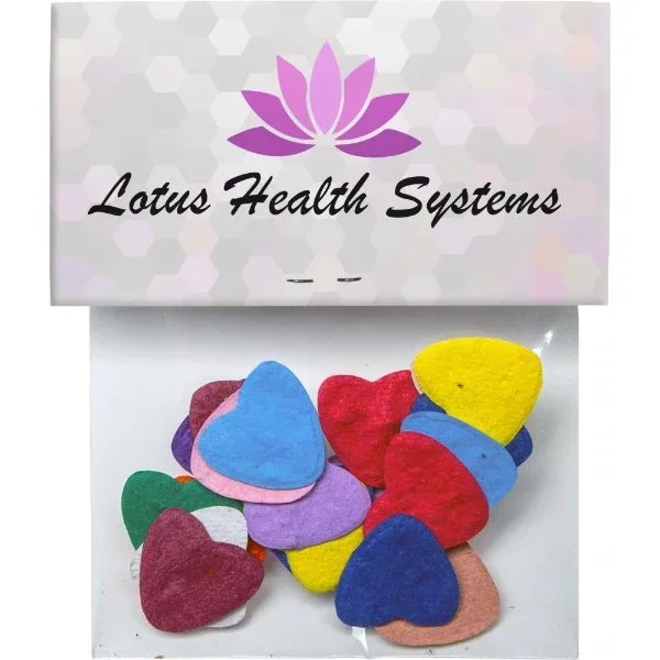 Shaped Seeded Paper Confetti packet showing full-color custom message print