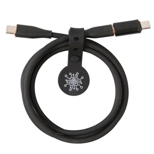 Silicone Charging Cable with Cord Organizer, USB-C Adapter, 3 Ft