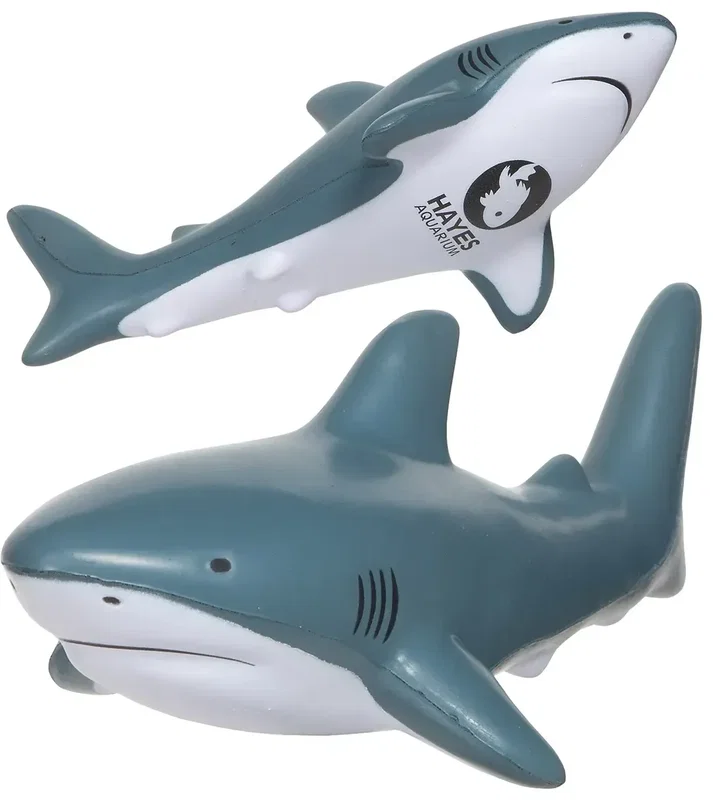Shark Stress Reliever, a custom logo shark-shaped promotional foam stress ball for aquariums and teams