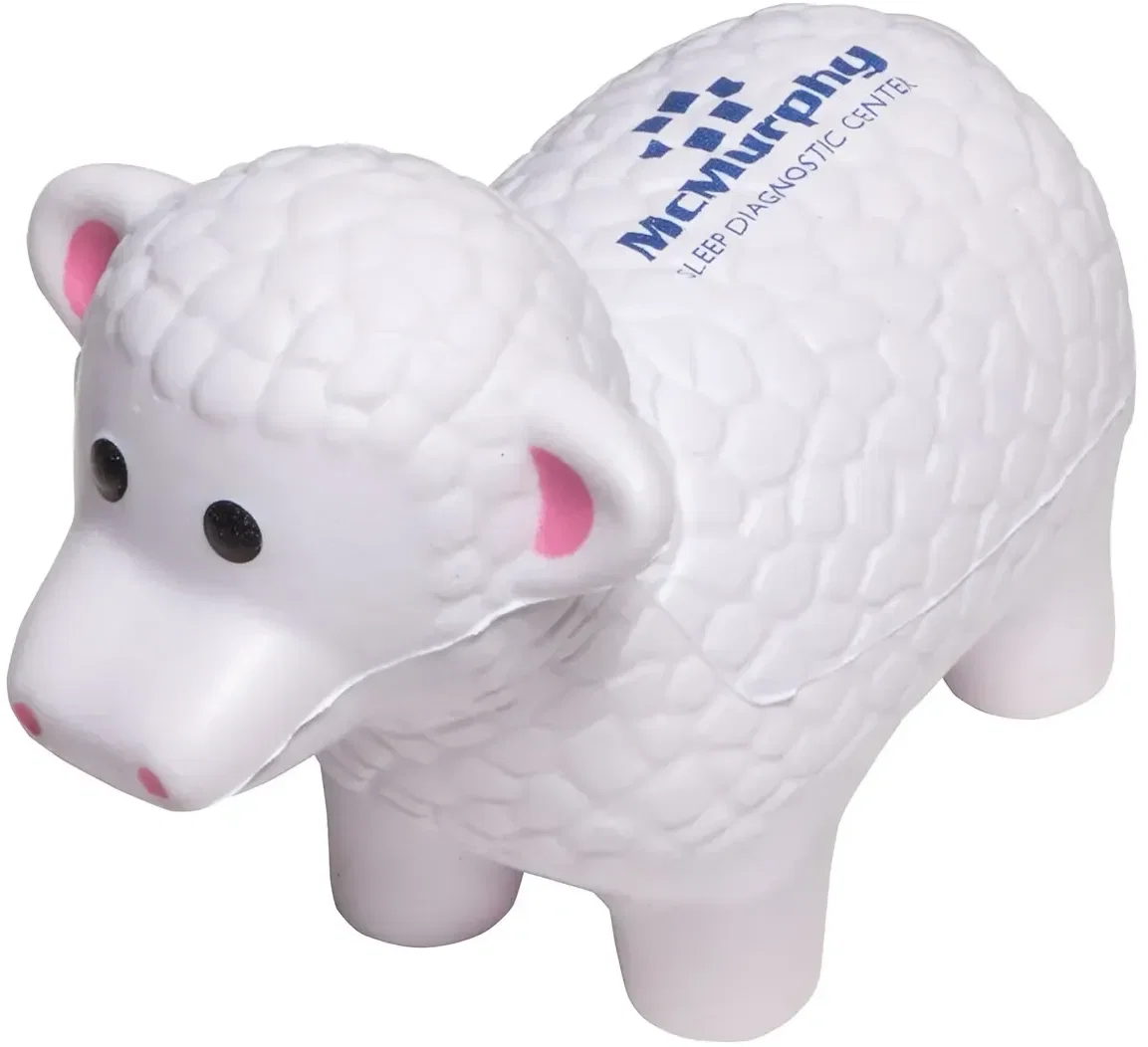 Sheep Stress Reliever, a custom logo sheep-shaped promotional foam stress ball for farms and wool brands