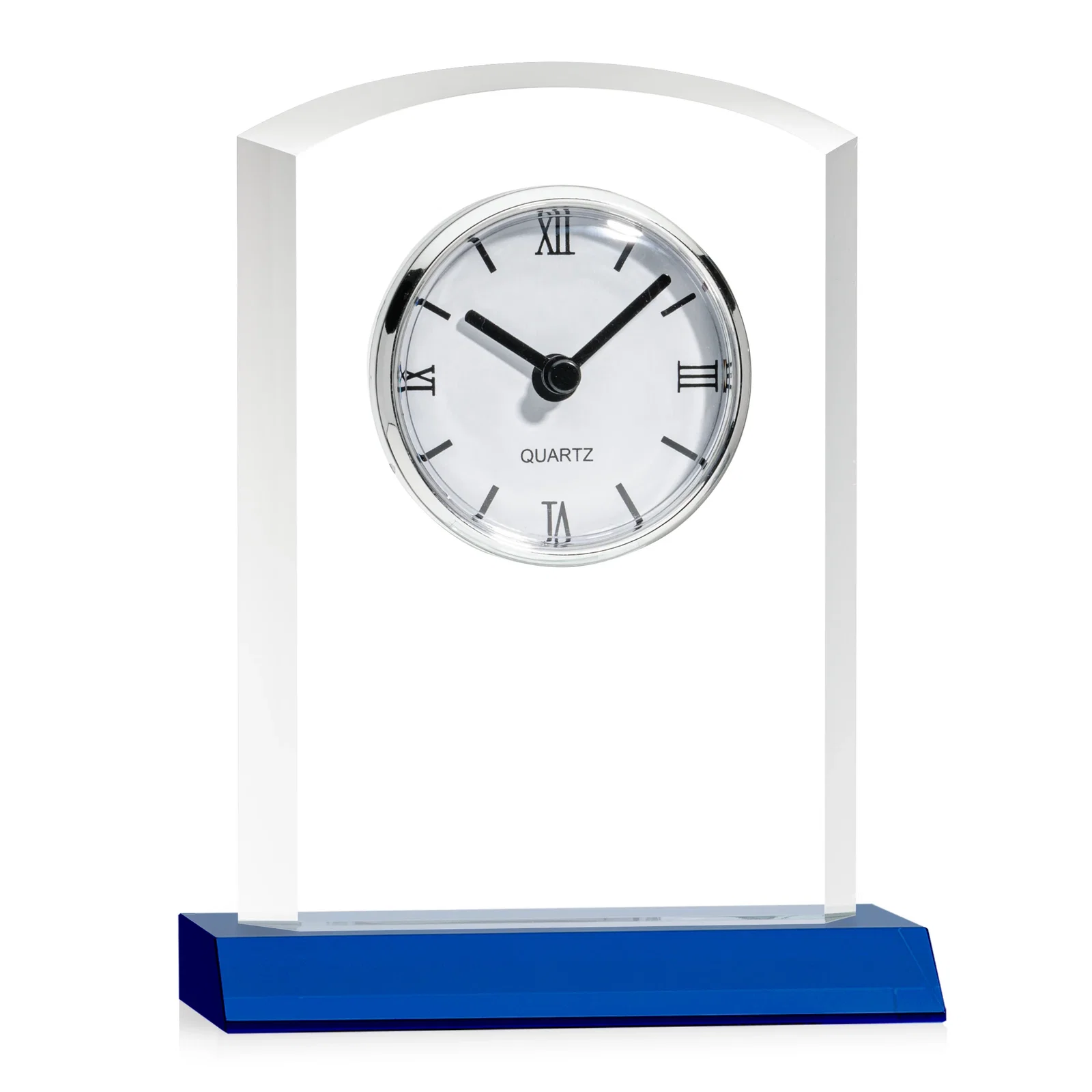 Personalized Starfire Crystal Clock With Polished Silver Bezel for graduation ceremonies
