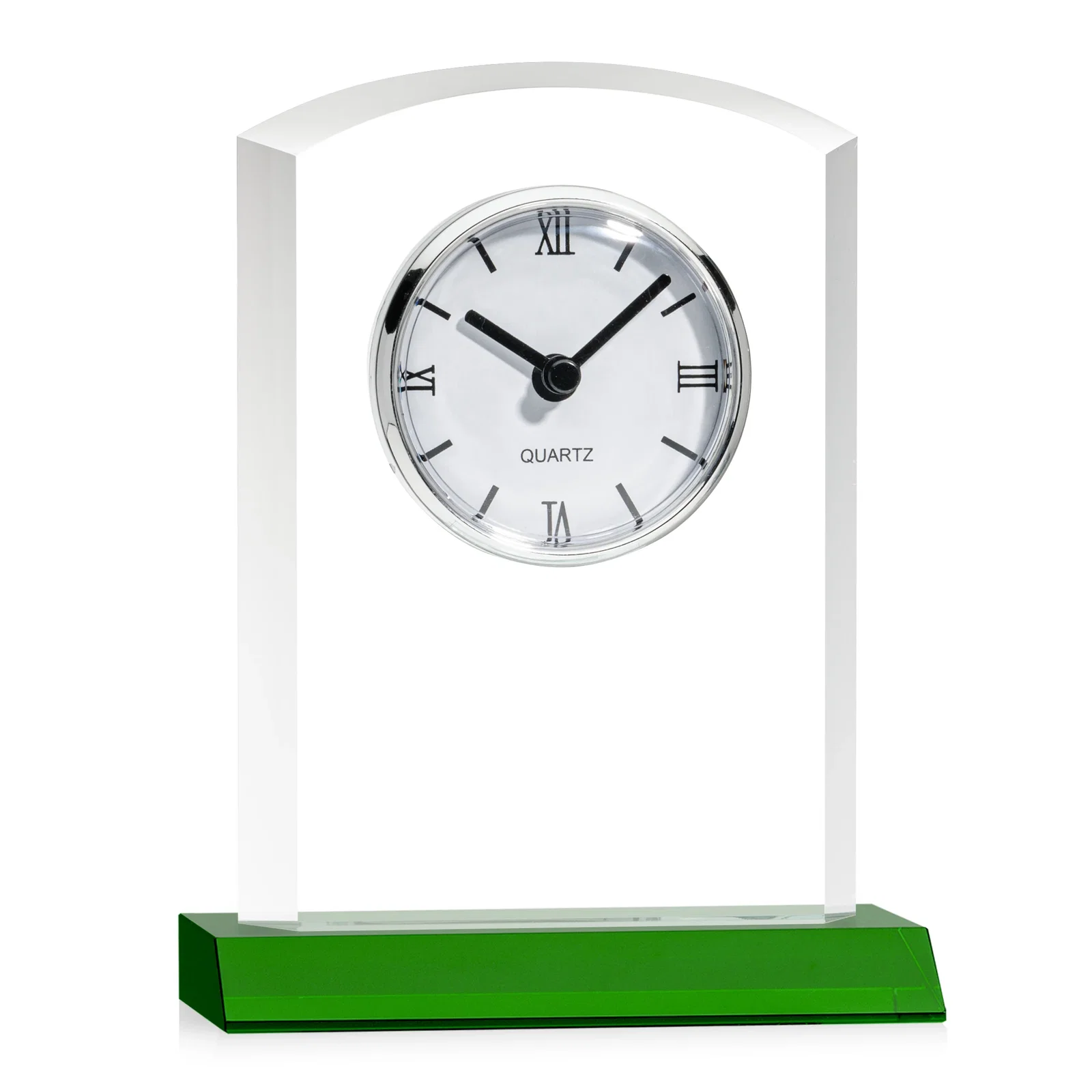 Personalized Starfire Crystal Clock With Polished Silver Bezel for safety achievement programs