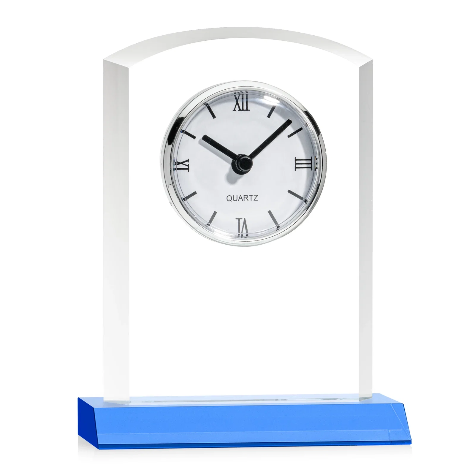 Personalized Starfire Crystal Clock With Polished Silver Bezel for volunteer appreciation