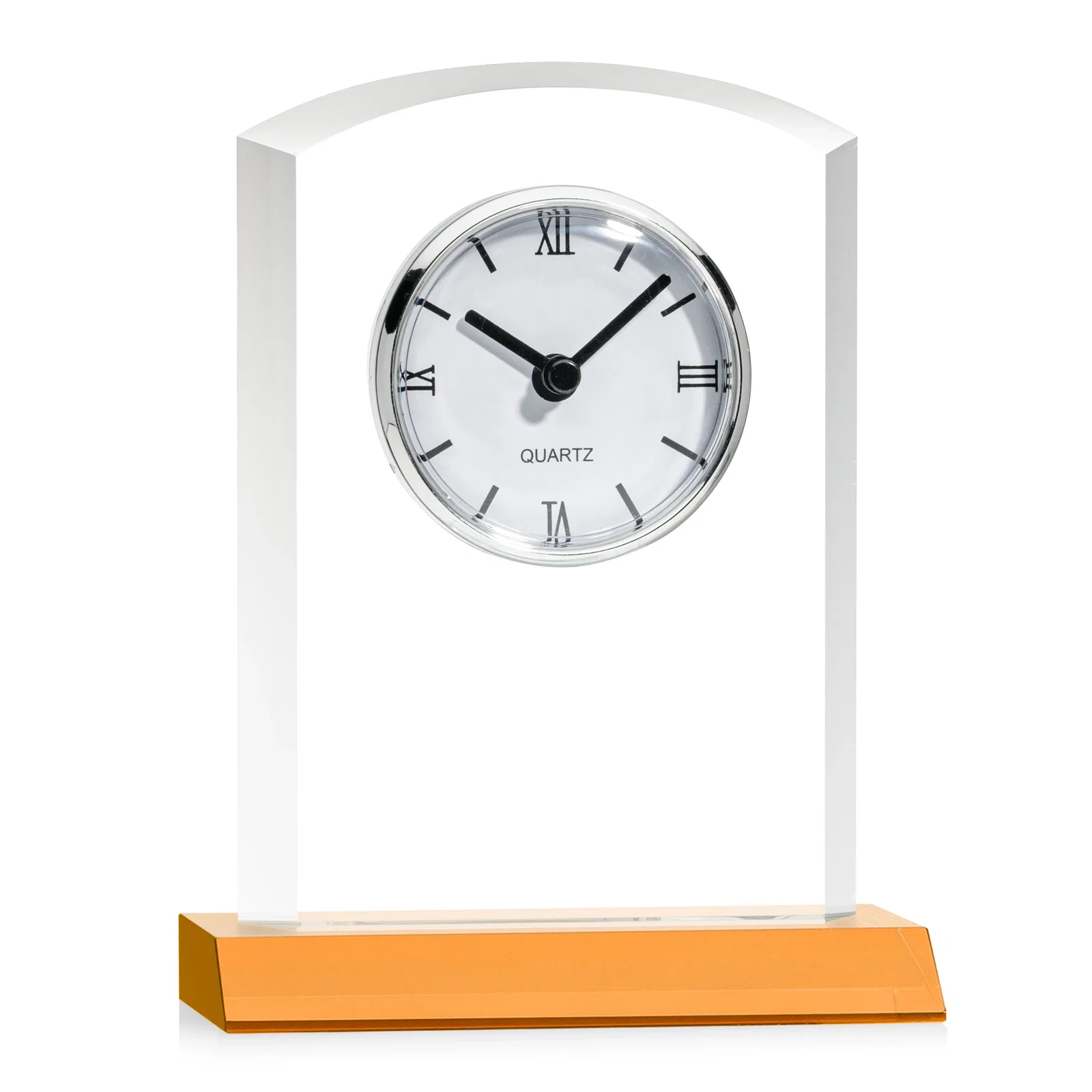 Personalized Starfire Crystal Clock With Polished Silver Bezel for company anniversary events