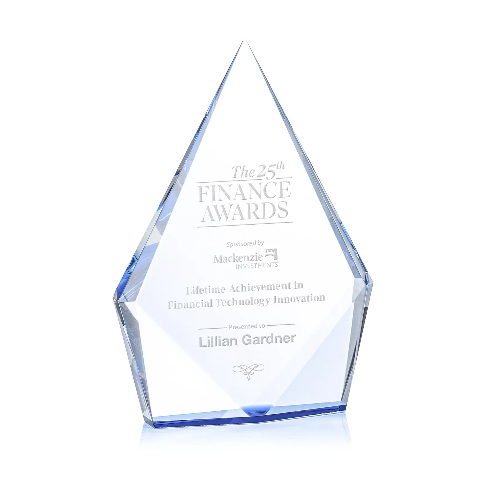 Custom Optical Crystal Diamond Award With Elongated Peak for safety achievement programs