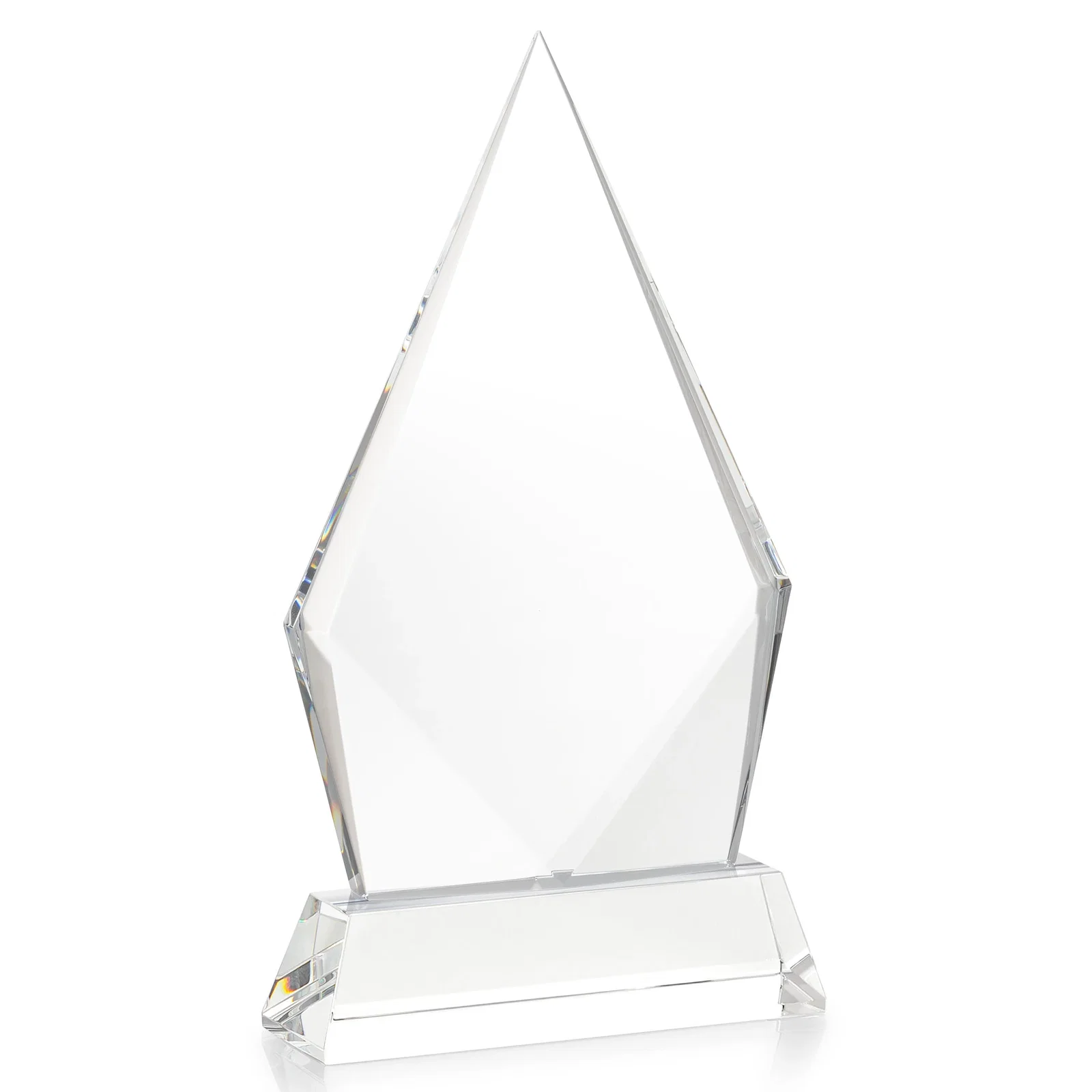 Custom Optical Crystal Diamond Award With an Elongated Peak, with your logo for volunteer appreciation