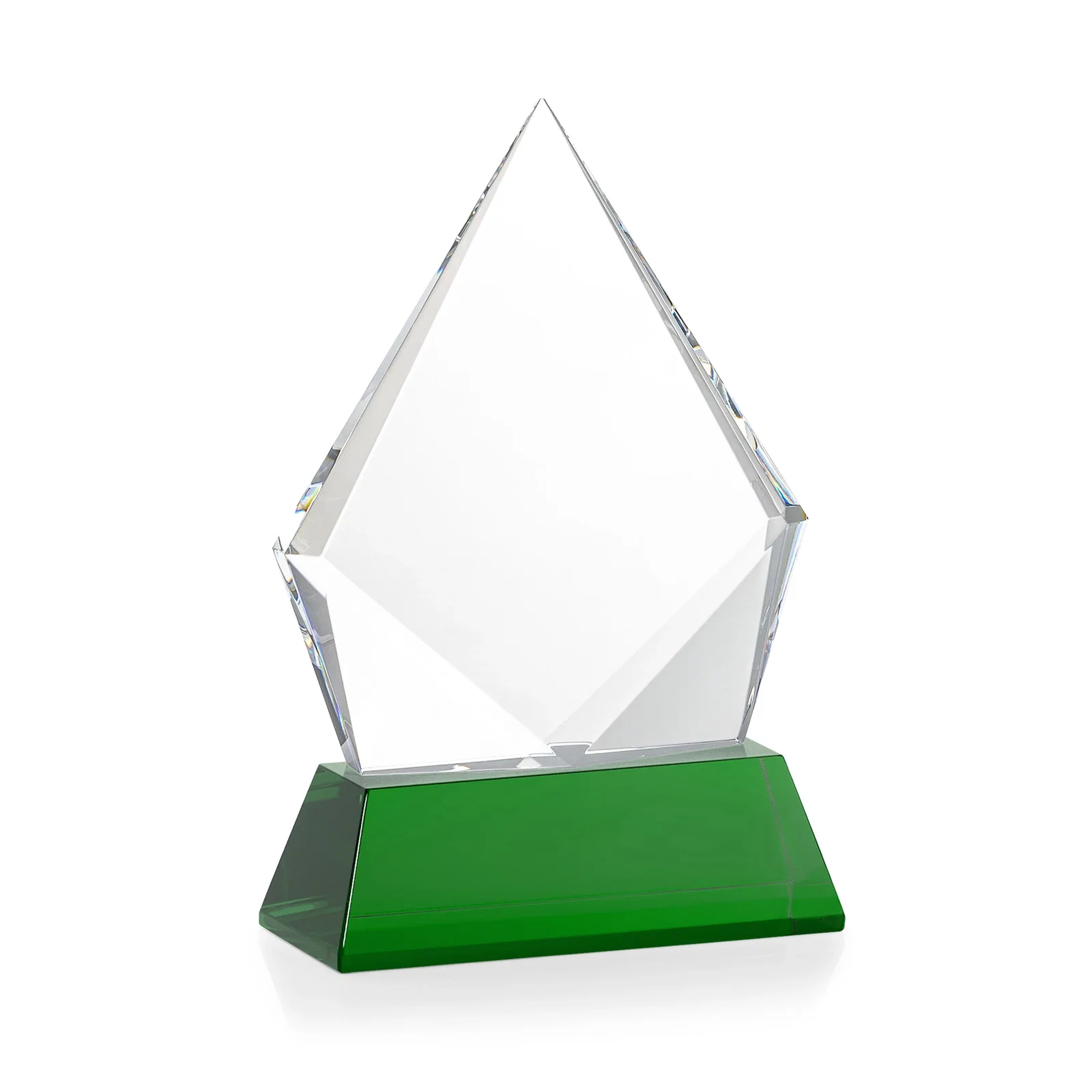 Custom Optical Crystal Diamond Award With an Elongated Peak, with your logo for company anniversary events